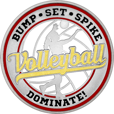 Gold "Volleyball" with Maroon Outer Circular Borders